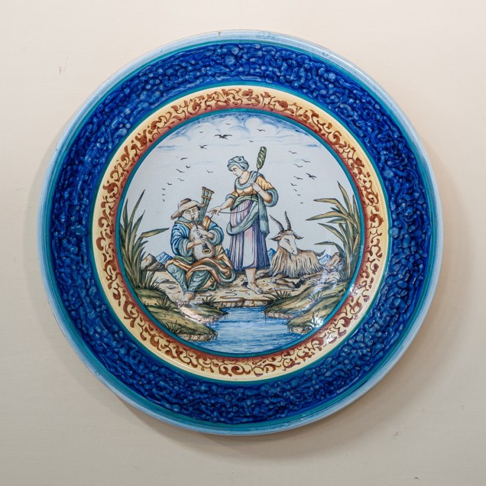 Blue Band Glazed Colored Ceramic Dish